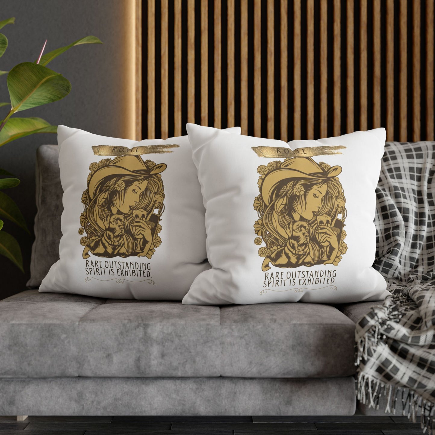 Personalized Initial Quote Golden Girl — Custom Sayings on Square Poly Canvas Pillowcase