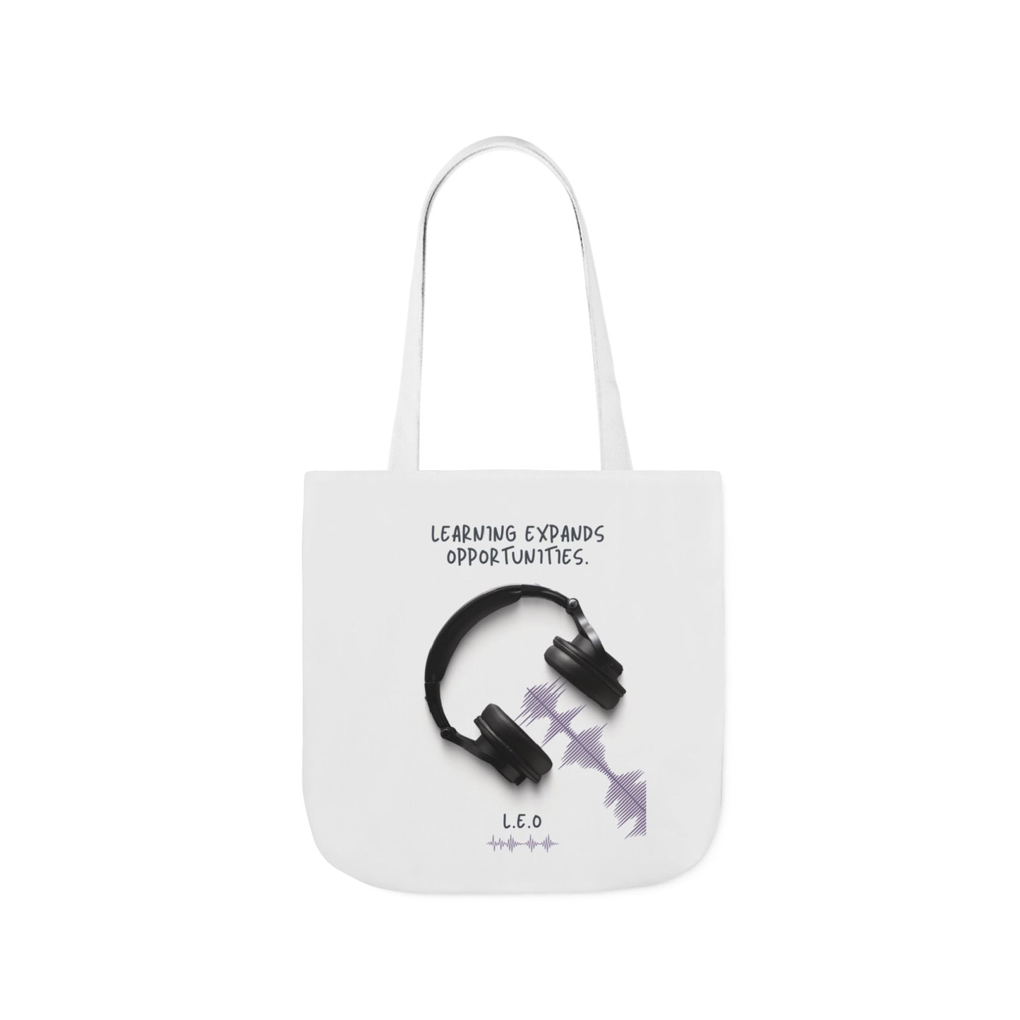 Personalized Initial Quote Headphones Canvas Tote Custom Name