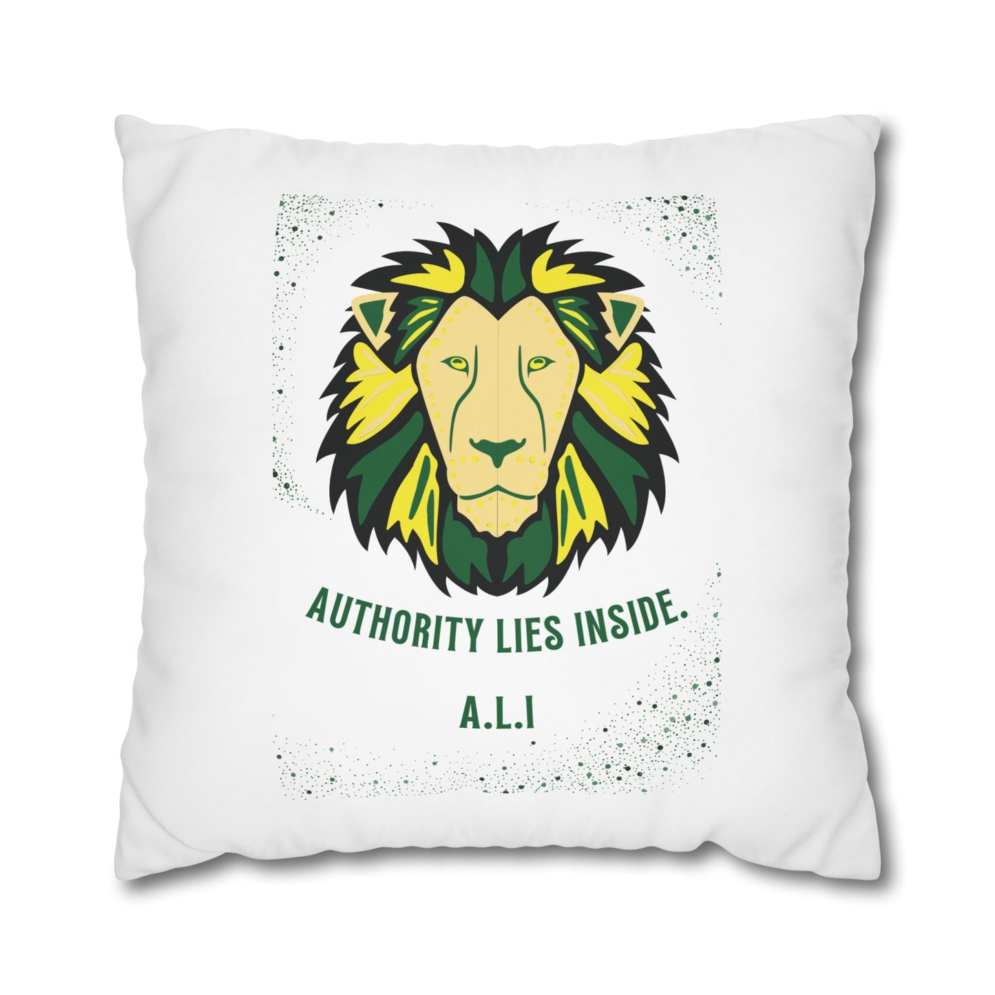 Personalized Initial Quote Lion — Custom Sayings on Square Poly Canvas Pillowcase