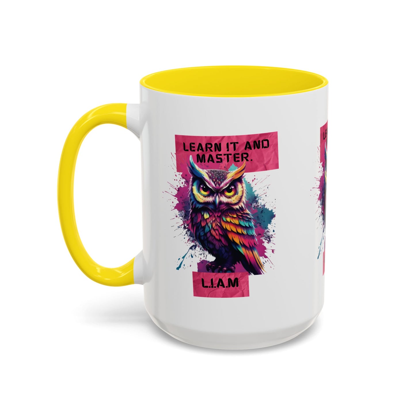 Personalized Initial Owl Accent Coffee Mug