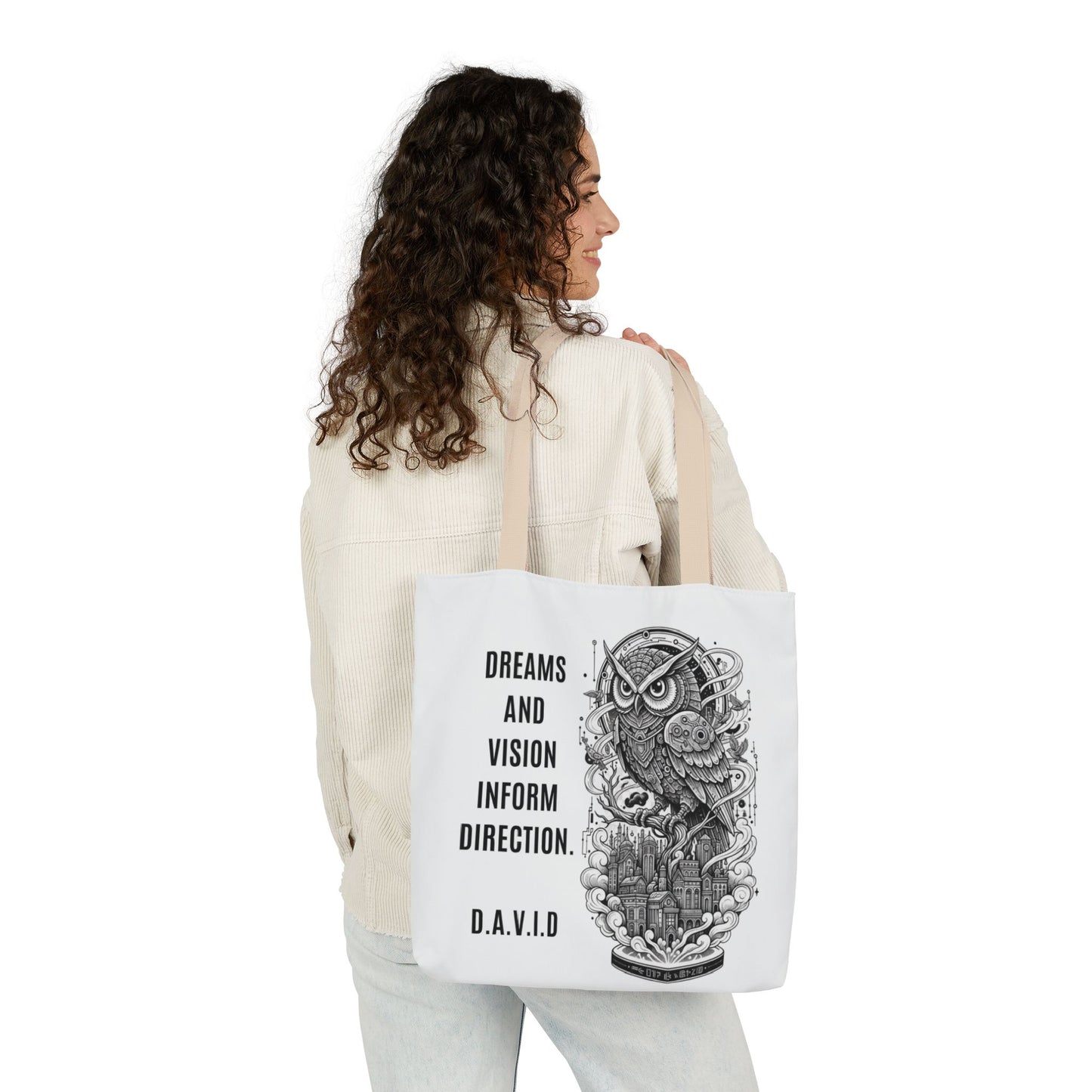 Personalized Initial Quote Owl Vision Canvas Tote Custom Name