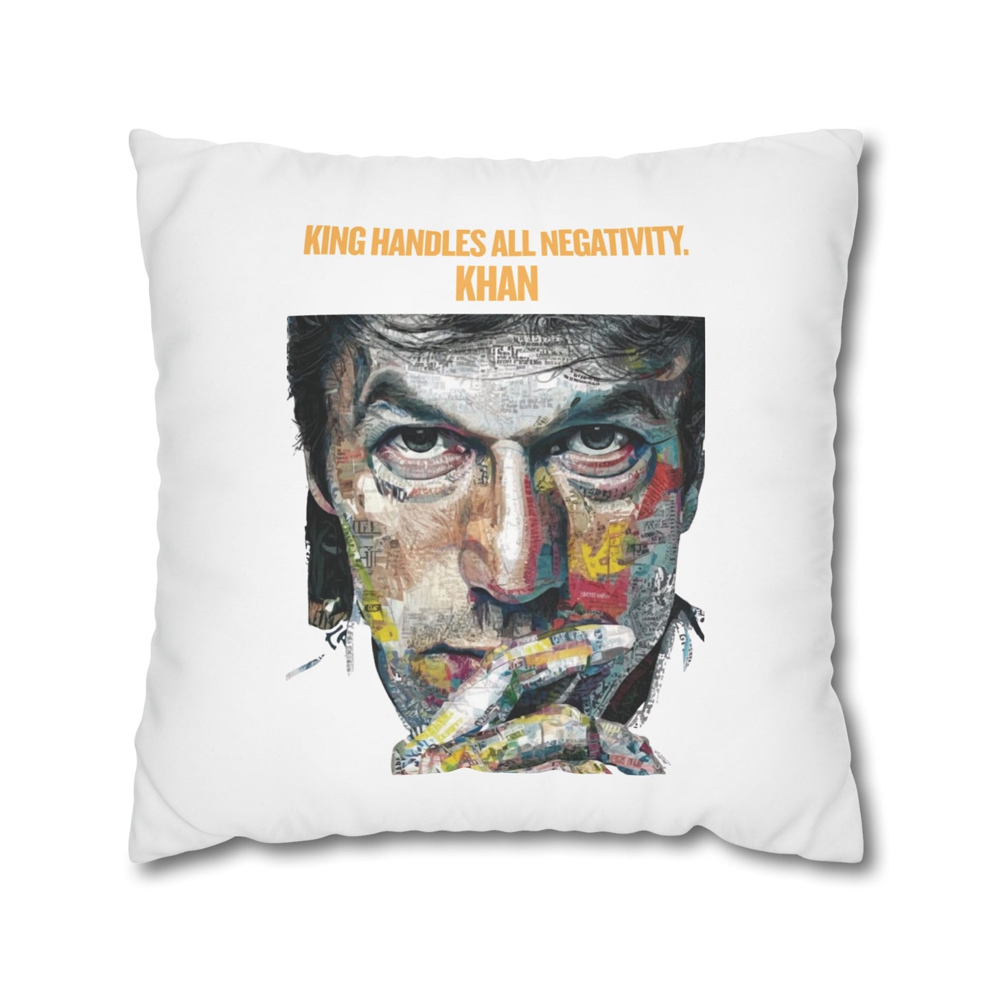 Personalized Initial Quote Khan — Custom Sayings on Square Poly Canvas Pillowcase