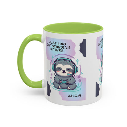 Personalized Initial Sloth Gamer Accent Coffee Mug
