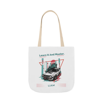 Personalized Initial Quote Dinosaur Car Canvas Tote Custom Name