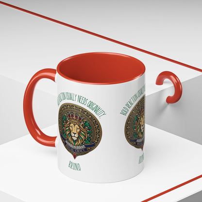 Personalized Initial Circled Lion Accent Coffee Mug