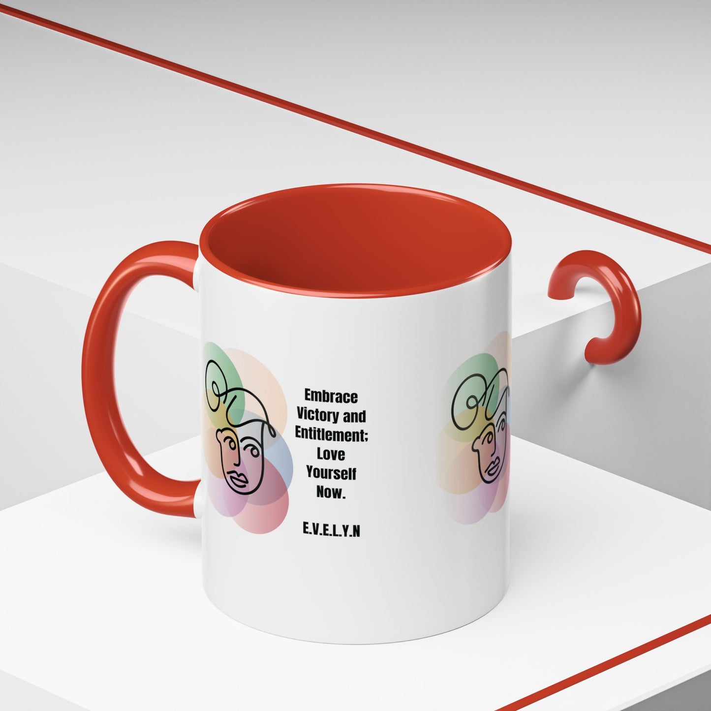 Personalized Initial Sketch Girl Accent Coffee Mug