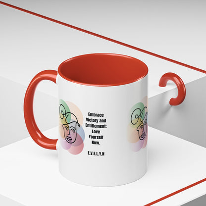 Personalized Initial Sketch Girl Accent Coffee Mug