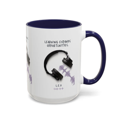 Personalized Initial Headphones Accent Coffee Mug