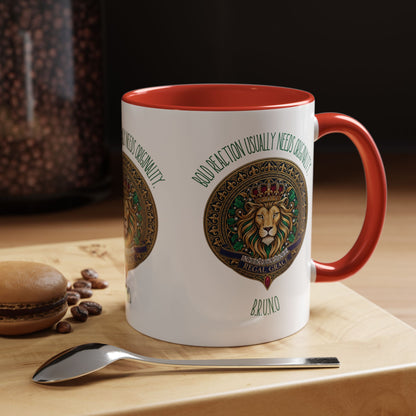 Personalized Initial Circled Lion Accent Coffee Mug