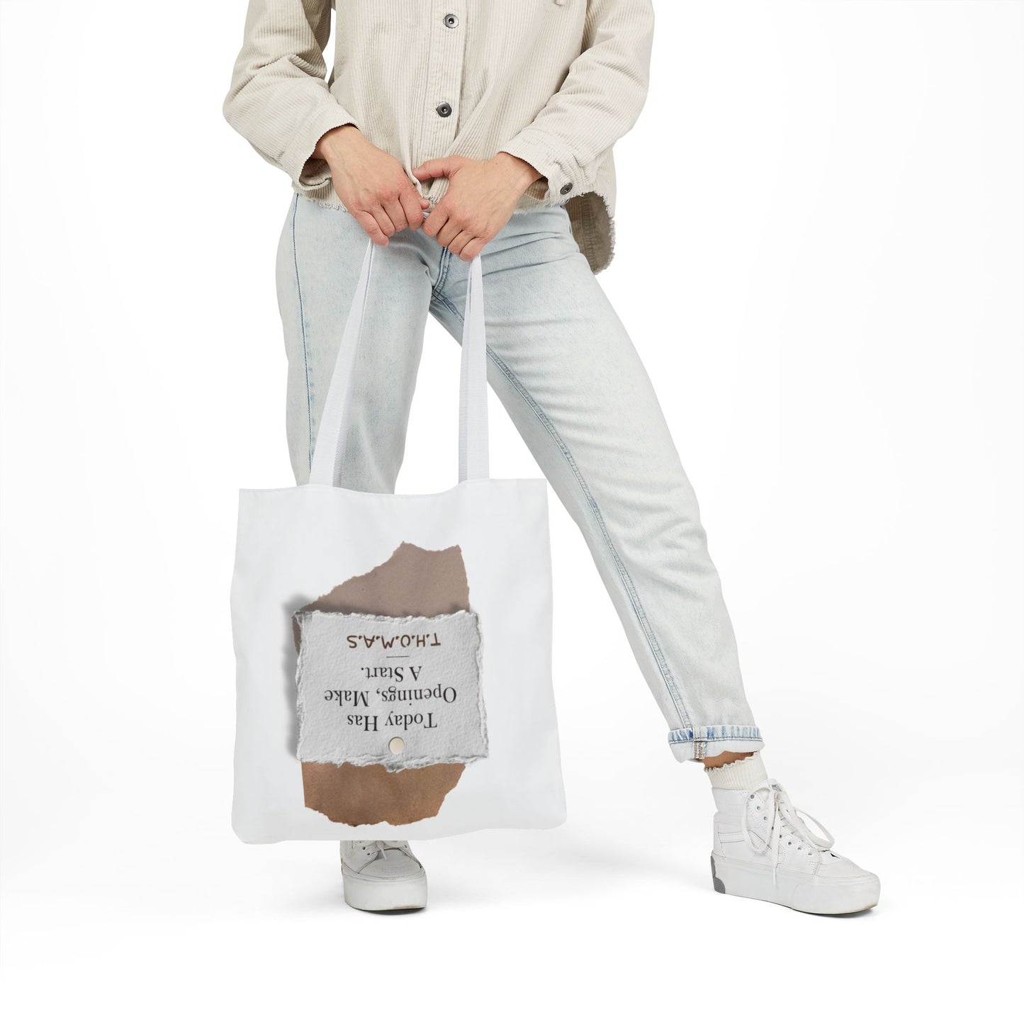 Personalized Initial Quote Torn Paper Canvas Tote Custom Name