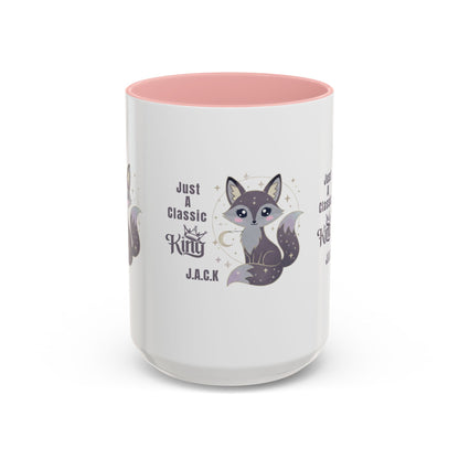 Personalized Initial Fox King Accent Coffee Mug
