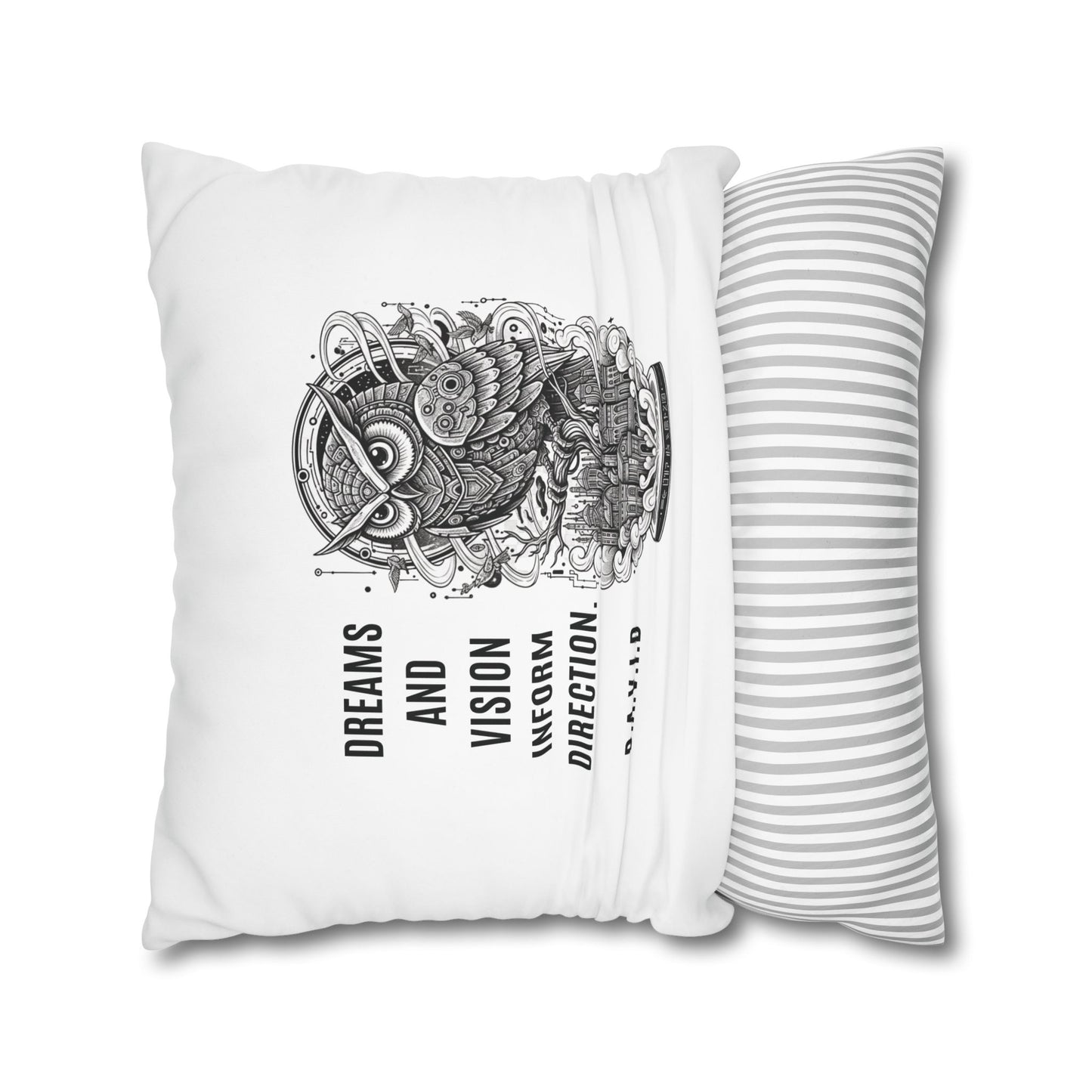 Personalized Initial Quote Owl Vision — Custom Sayings on Square Poly Canvas Pillowcase