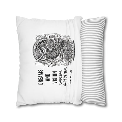 Personalized Initial Quote Owl Vision — Custom Sayings on Square Poly Canvas Pillowcase