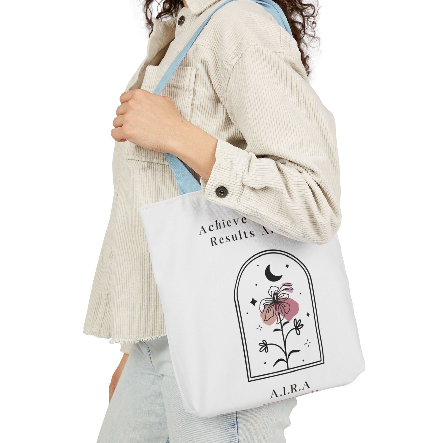 Personalized Initial Quote Floral Moon Canvas Tote Custom Name
