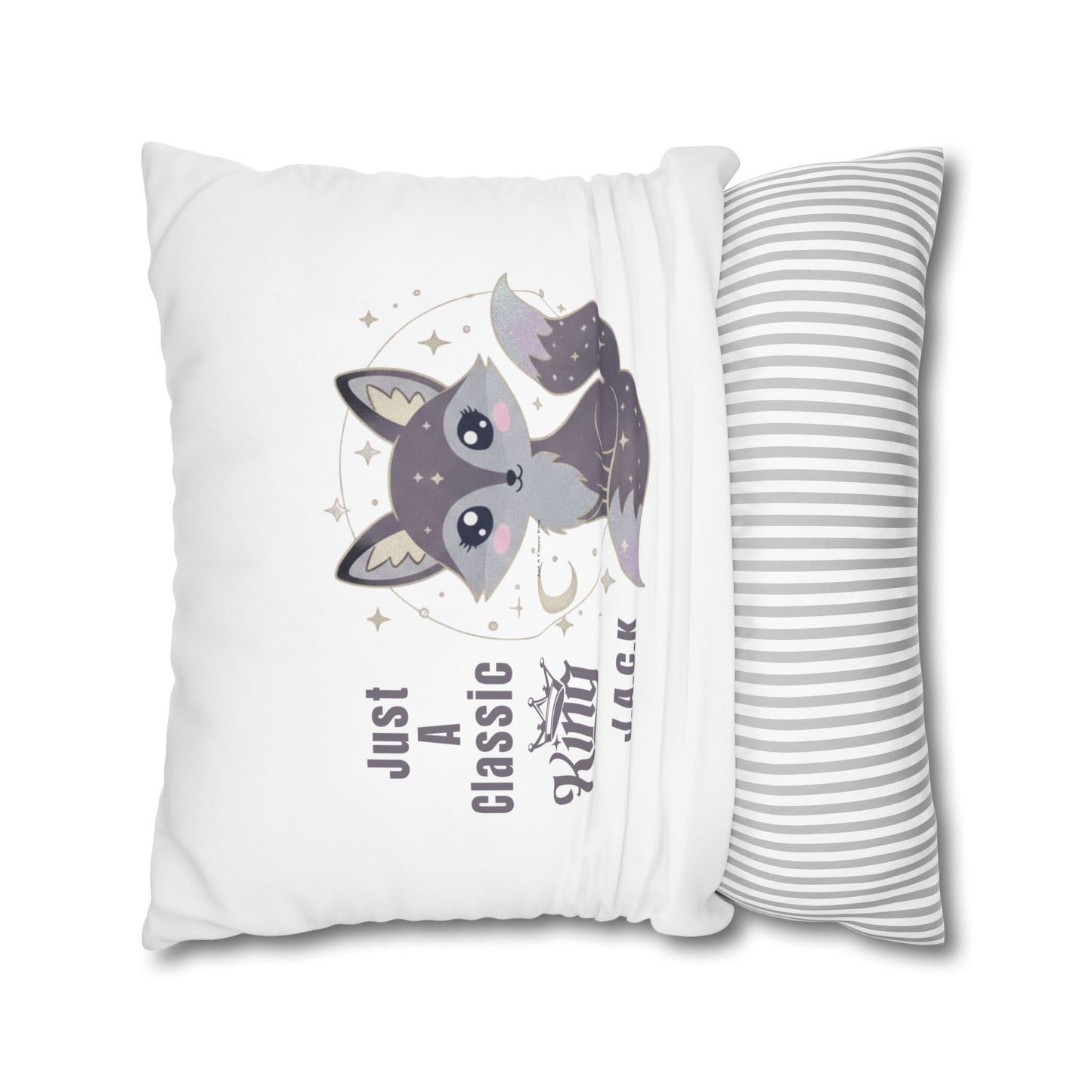 Personalized Initial Quote Fox — Custom Sayings on Square Poly Canvas Pillowcase