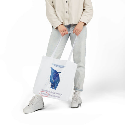 Personalized Initial Quote Owl Galaxy Canvas Tote Custom Name