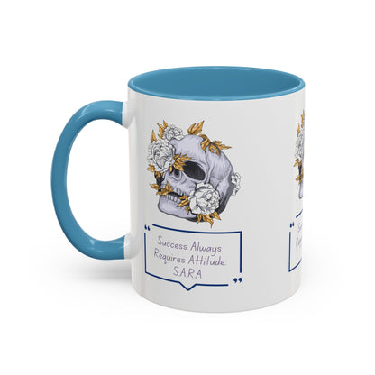 Personalized Initial Floral Skull Accent Coffee Mug