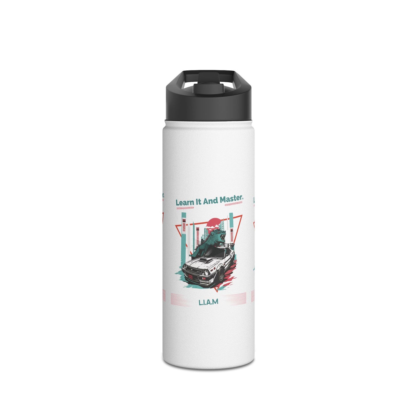 Personalized Initial Quote Dinosaur Car Stainless Steel Water Bottle