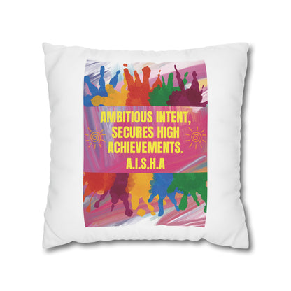 Personalized Initial Quote Colorful Paint — Custom Sayings on Square Poly Canvas Pillowcase
