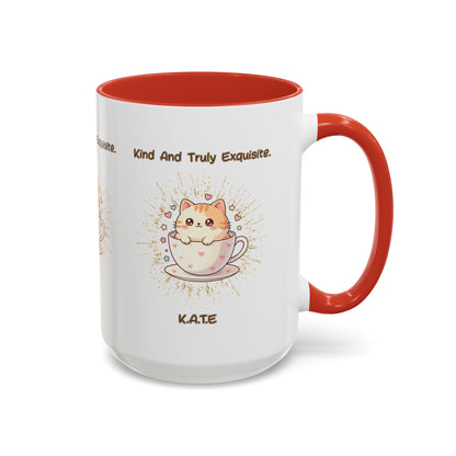 Personalized Initial Exquisite Cat Accent Coffee Mug