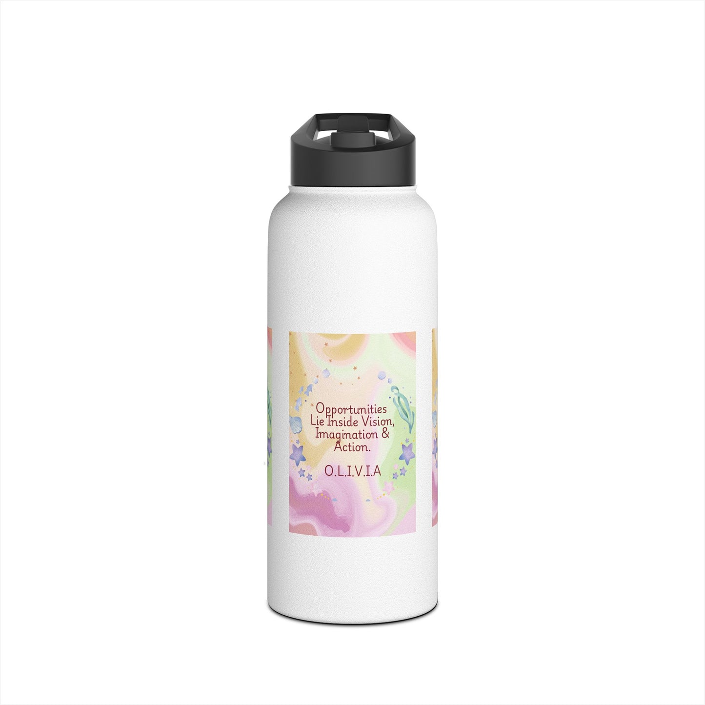 Personalized Initial Quote Ocean Theme Stainless Steel Water Bottle