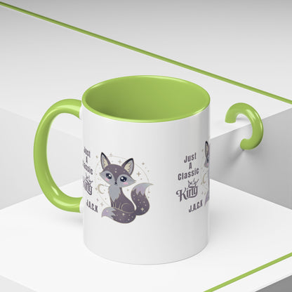 Personalized Initial Fox King Accent Coffee Mug