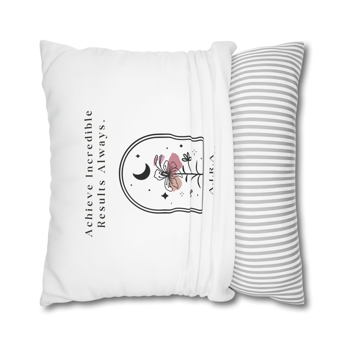 Personalized Initial Quote Floral Moon — Custom Sayings on Square Poly Canvas Pillowcase