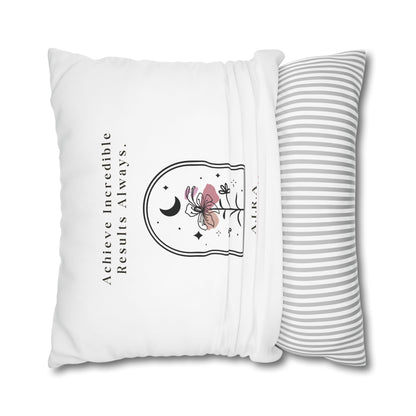 Personalized Initial Quote Floral Moon — Custom Sayings on Square Poly Canvas Pillowcase