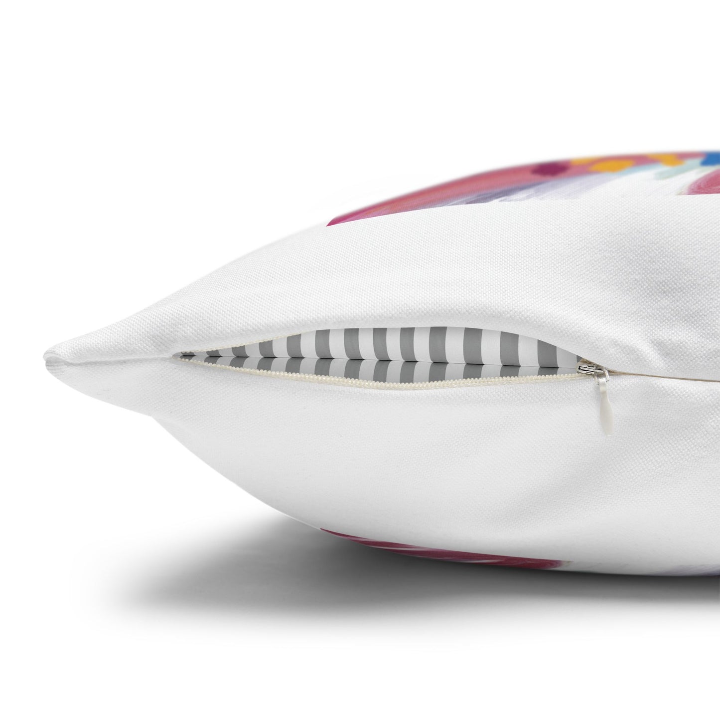 Personalized Initial Quote Colorful Paint — Custom Sayings on Square Poly Canvas Pillowcase