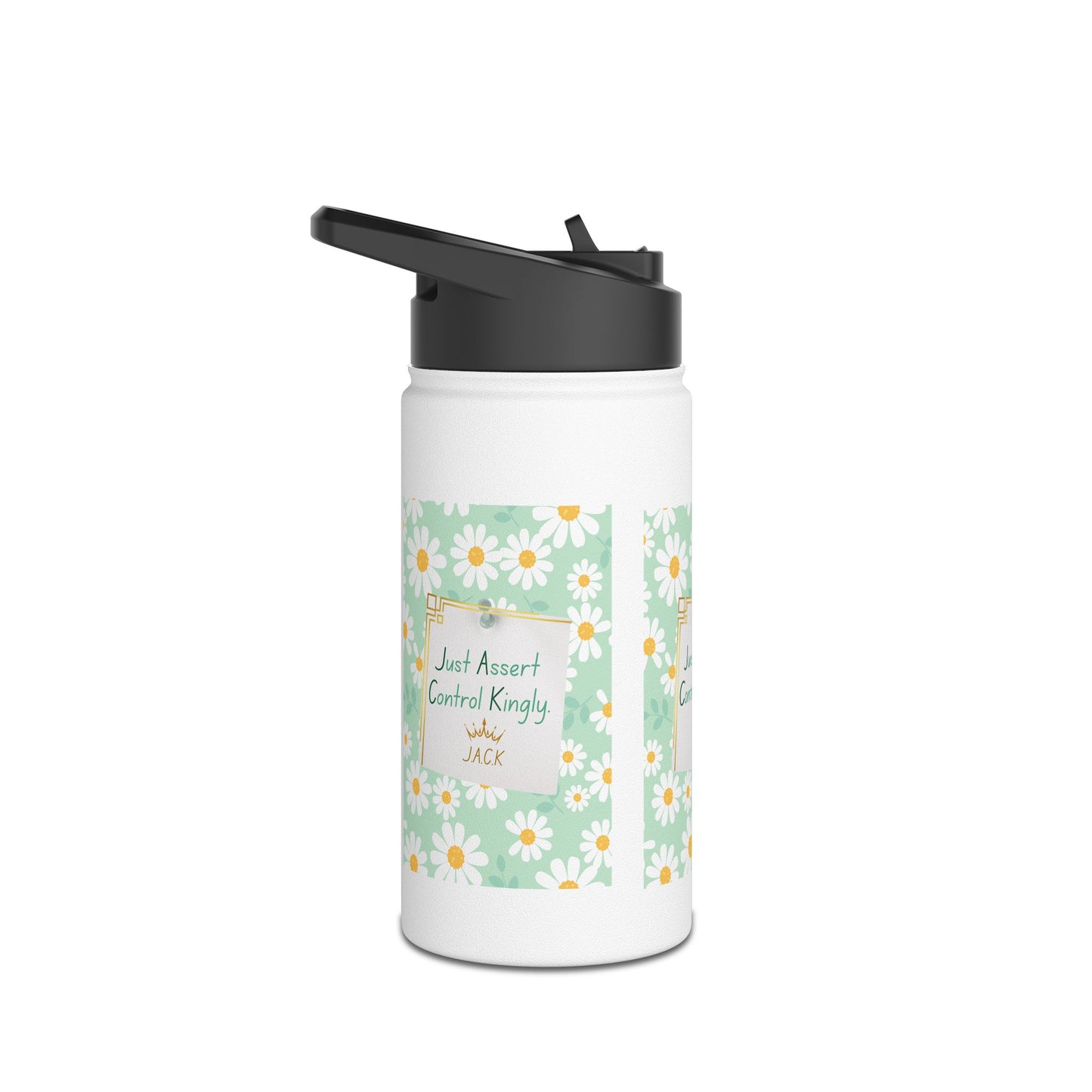 Personalized Initial Quote Floral Note Stainless Steel Water Bottle