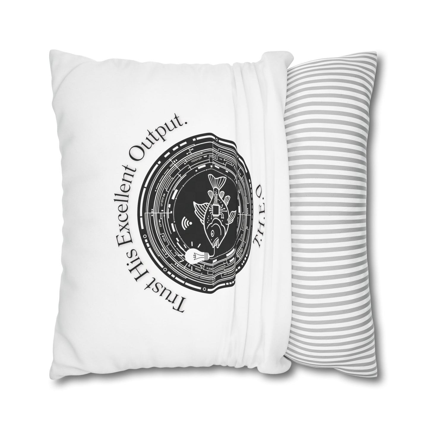 Personalized Initial Quote Fish — Custom Sayings on Square Poly Canvas Pillowcase