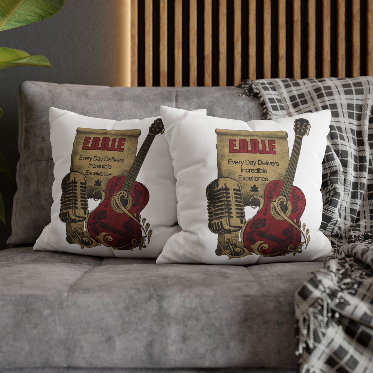 Personalized Initial Quote Guitar — Custom Sayings on Square Poly Canvas Pillowcase