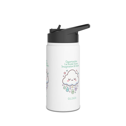 Personalized Initial Quote Cloud Dripping Stainless Steel Water Bottle