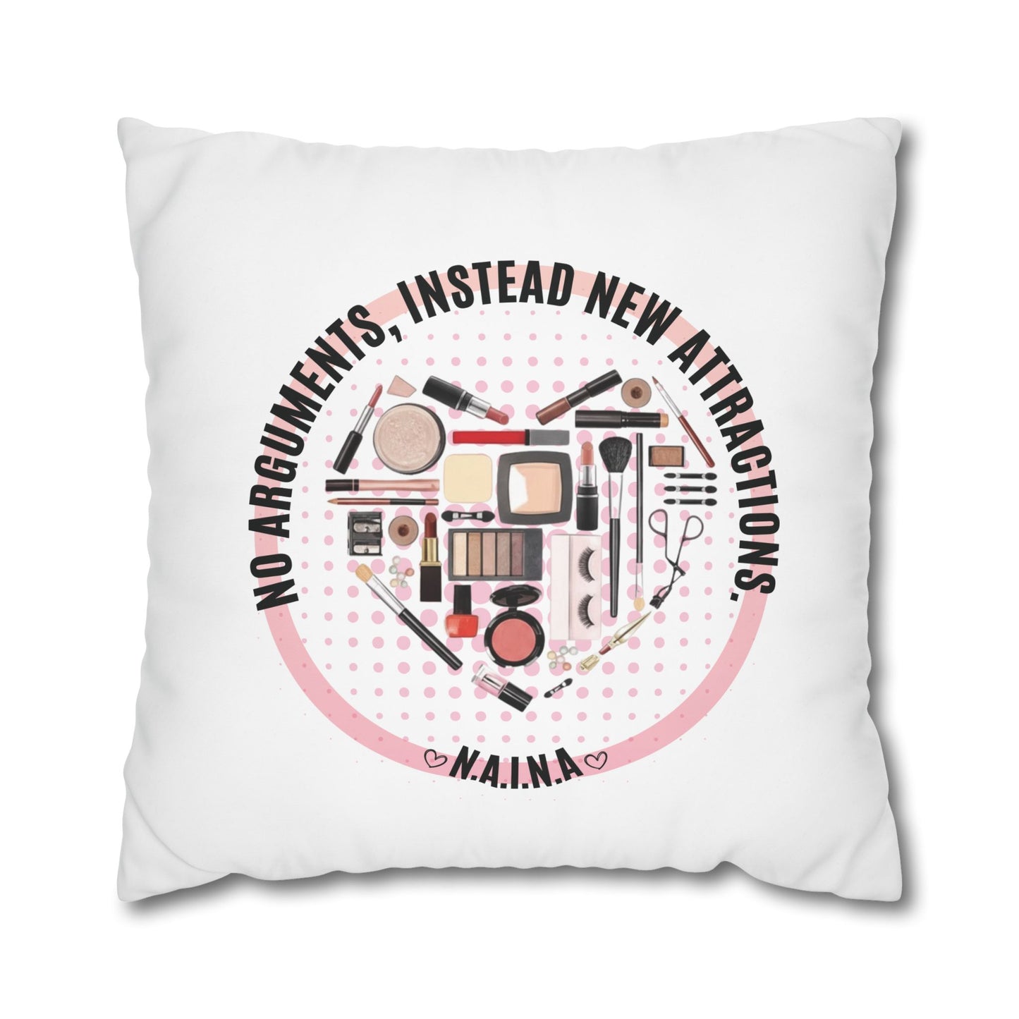 Personalized Initial Quote Cosmetic Heart — Custom Sayings on Square Poly Canvas Pillowcase