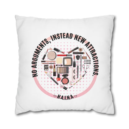 Personalized Initial Quote Cosmetic Heart — Custom Sayings on Square Poly Canvas Pillowcase