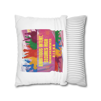 Personalized Initial Quote Colorful Paint — Custom Sayings on Square Poly Canvas Pillowcase