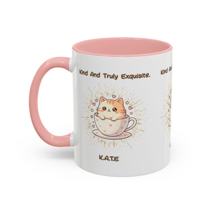 Personalized Initial Exquisite Cat Accent Coffee Mug