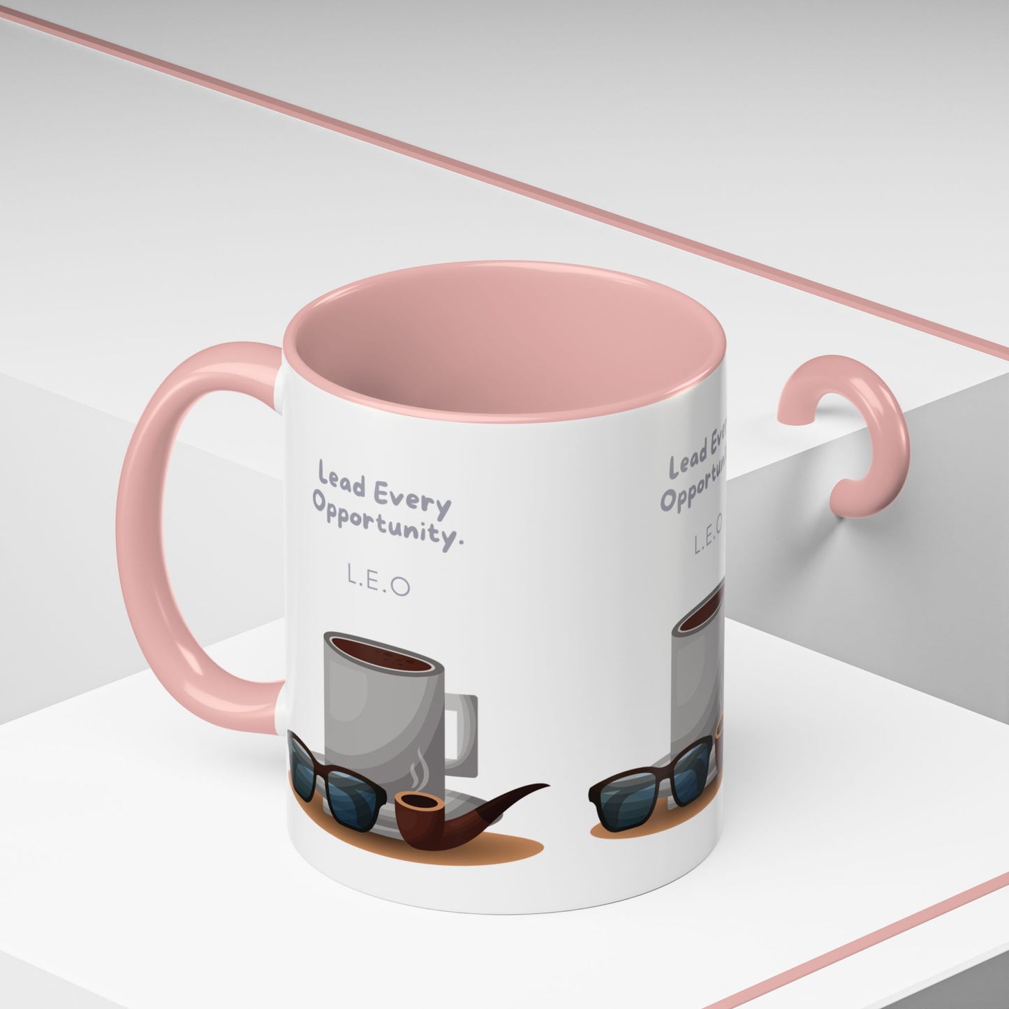 Personalized Initial Coffee and Sunglasses Accent Coffee Mug