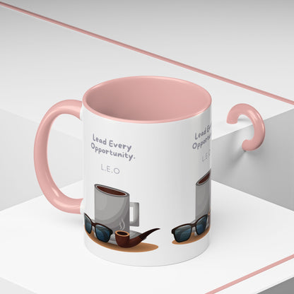 Personalized Initial Coffee and Sunglasses Accent Coffee Mug