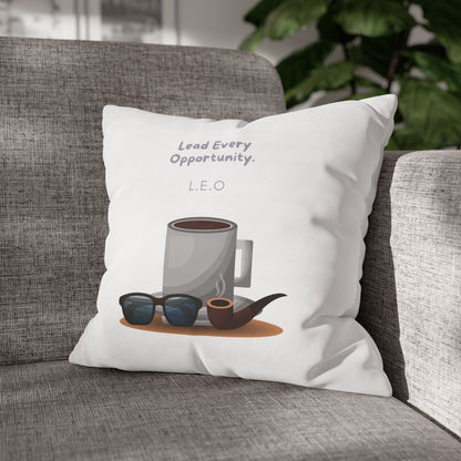 Personalized Initial Quote Coffee and Sunglasses — Custom Sayings on Square Poly Canvas Pillowcase