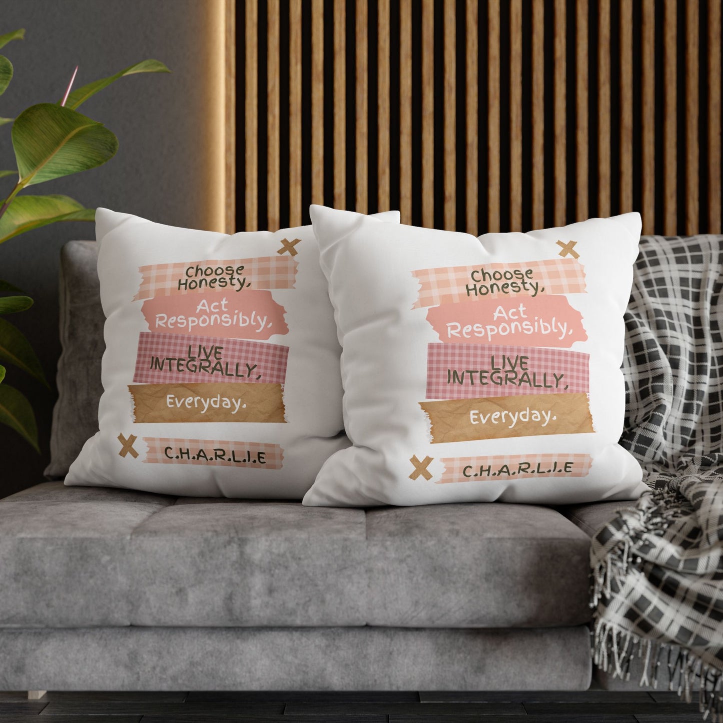 Personalized Initial Quote Note Steps — Custom Sayings on Square Poly Canvas Pillowcase