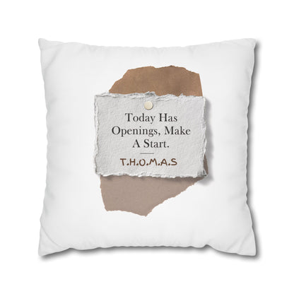 Personalized Initial Quote Torn Paper — Custom Sayings on Square Poly Canvas Pillowcase