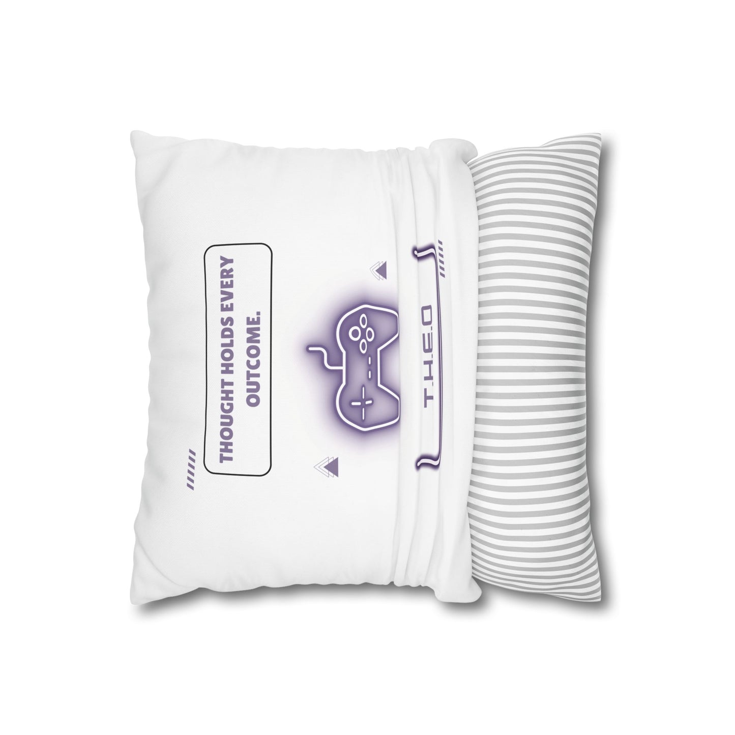 Personalized Initial Quote Game Controller — Custom Sayings on Square Poly Canvas Pillowcase