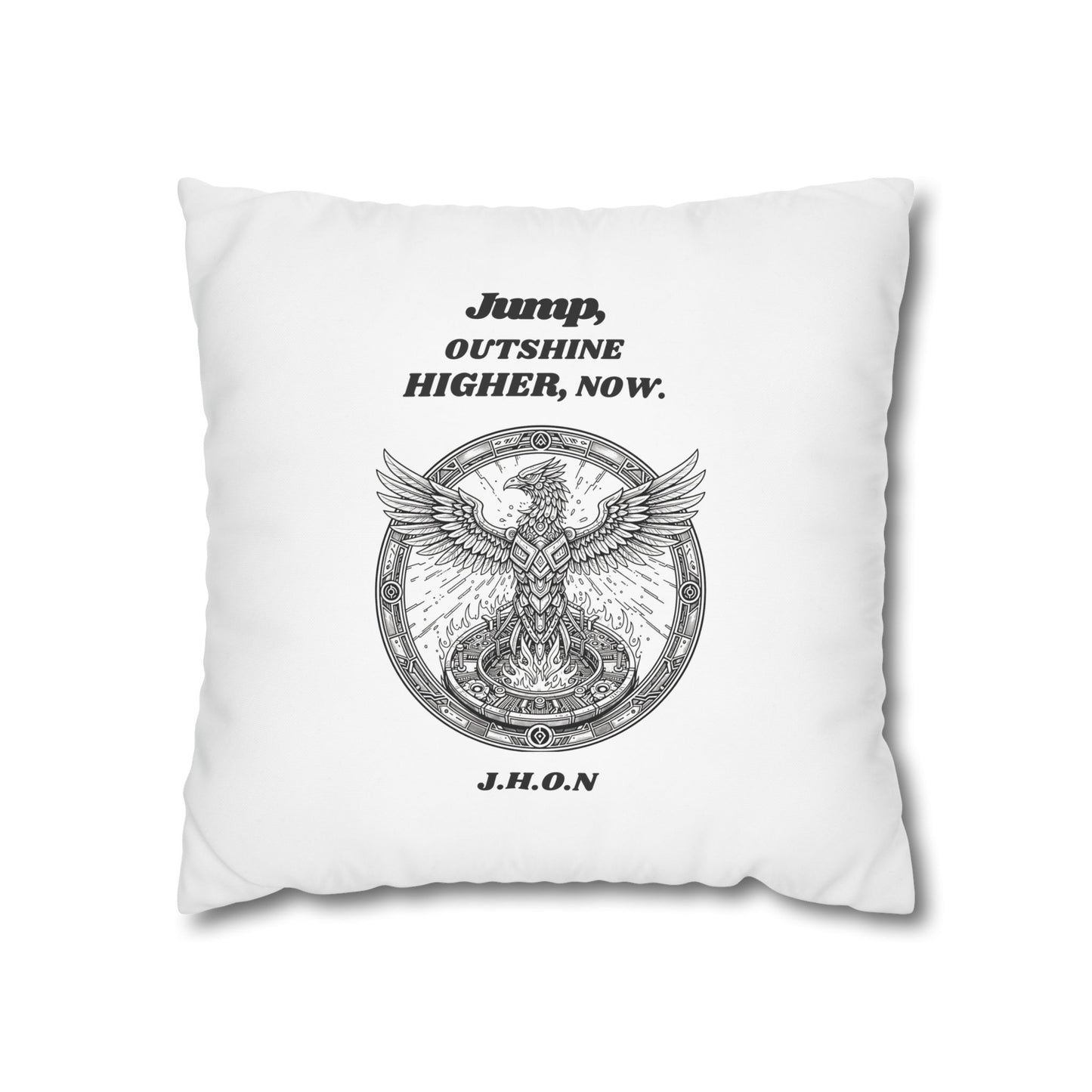 Personalized Initial Quote Circled Eagle — Custom Sayings on Square Poly Canvas Pillowcase