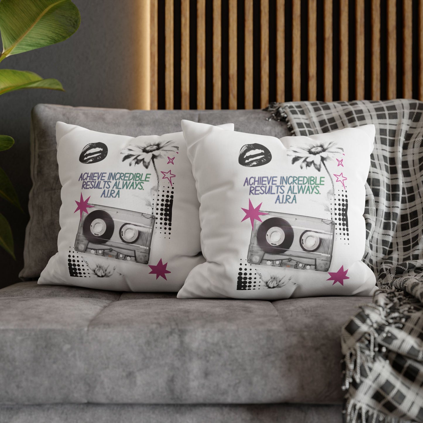 Personalized Initial Quote Cassette — Custom Sayings on Square Poly Canvas Pillowcase