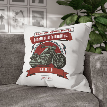 Personalized Initial Quote Motorcycle — Custom Sayings on Square Poly Canvas Pillowcase
