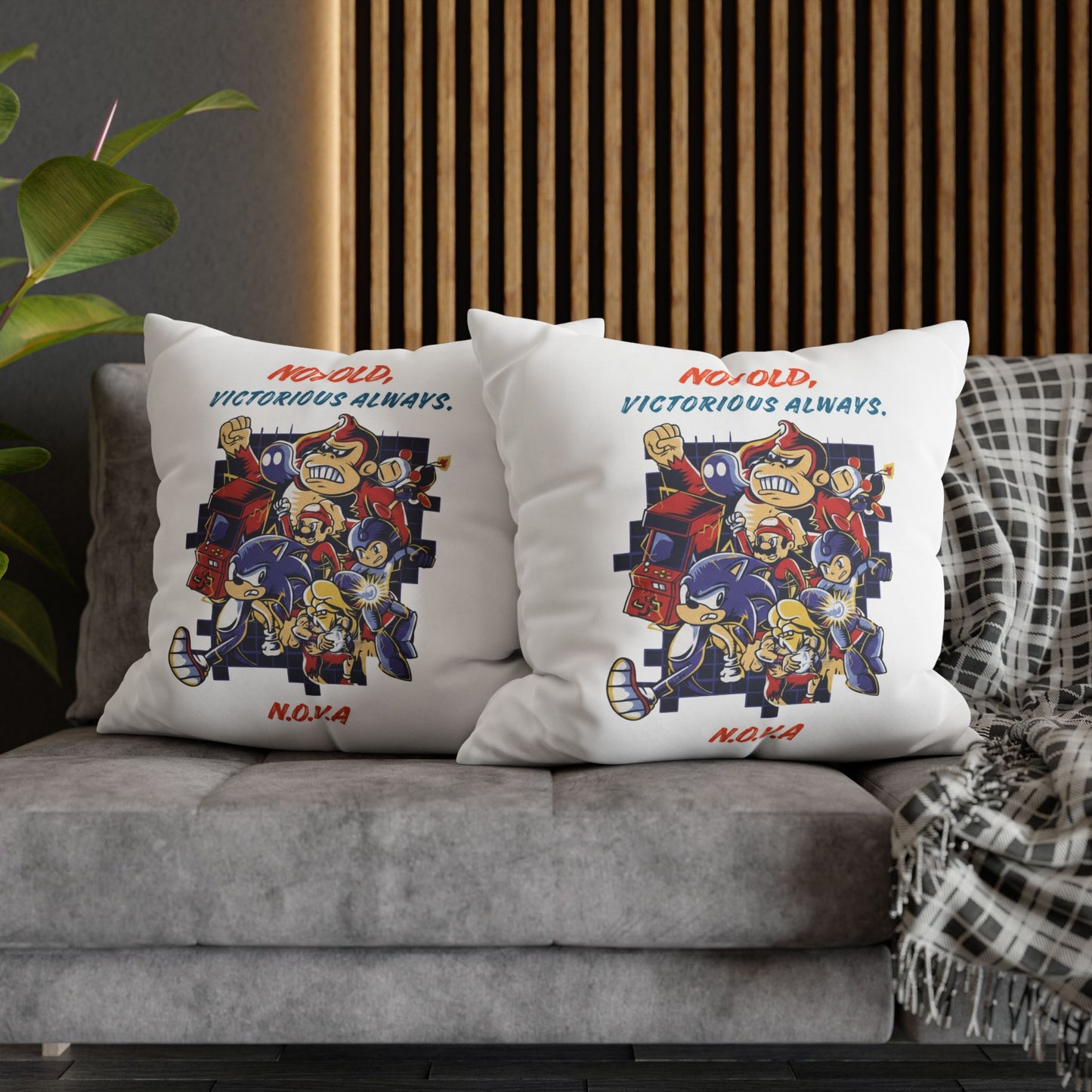 Personalized Initial Quote Cartoon — Custom Sayings on Square Poly Canvas Pillowcase