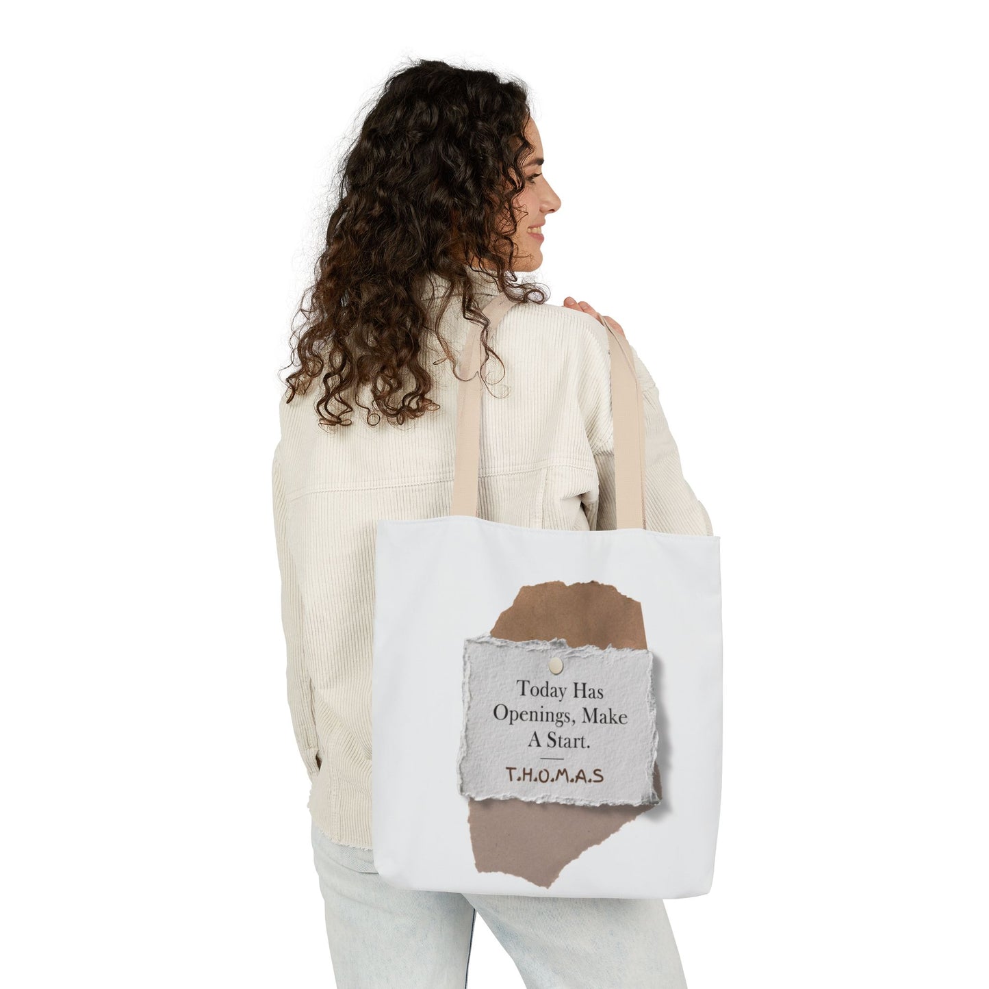 Personalized Initial Quote Torn Paper Canvas Tote Custom Name