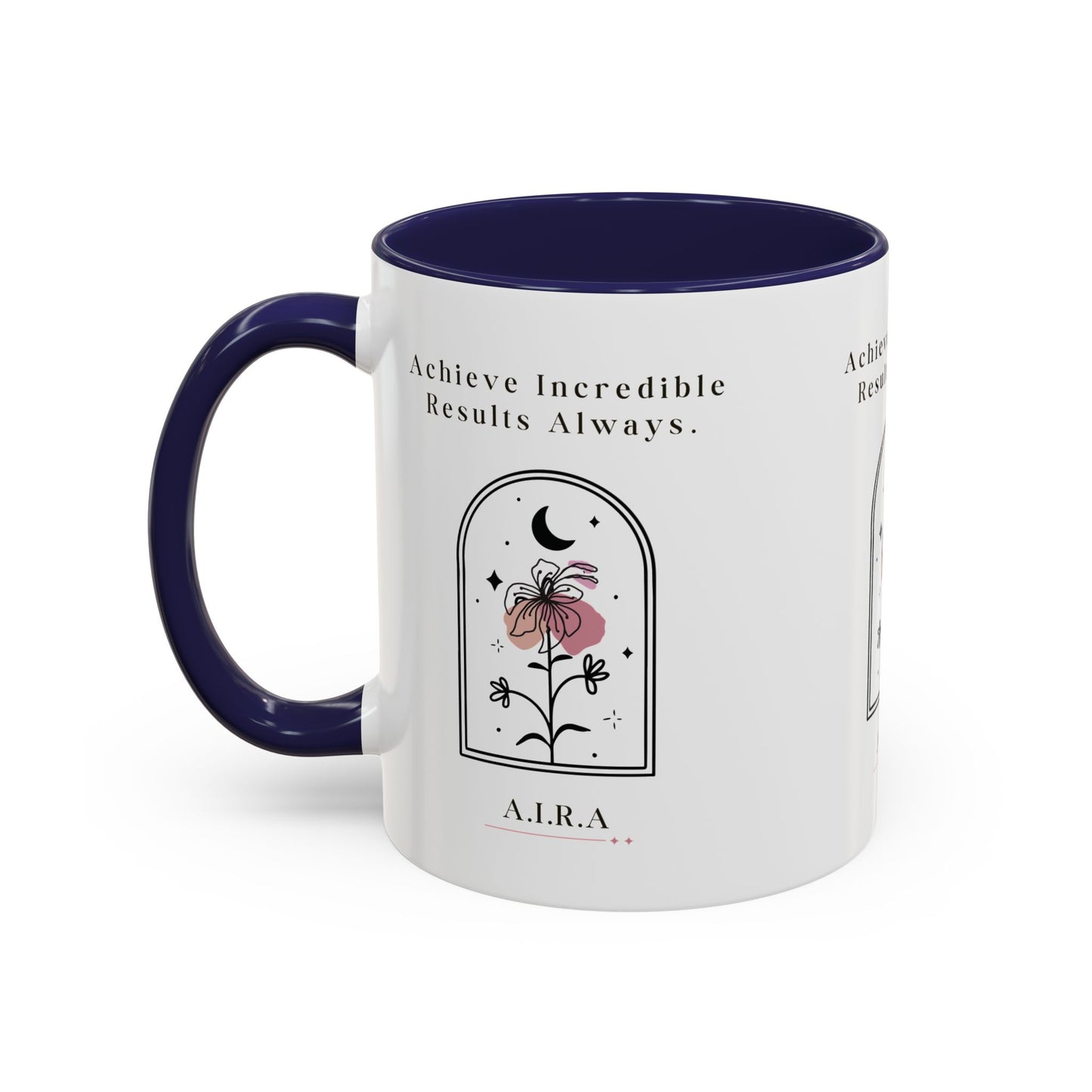 Personalized Initial Floral Moon Accent Coffee Mug