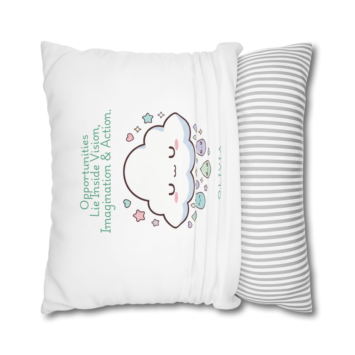 Personalized Initial Quote Cloud Dripping — Custom Sayings on Square Poly Canvas Pillowcase